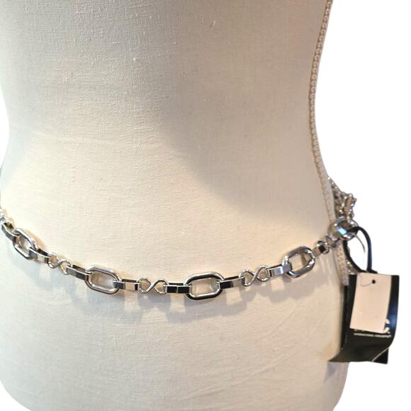 I.N.C. International Collection Chain Belt Women XL Geo Link Silver Tone Stateme - Picture 1 of 6
